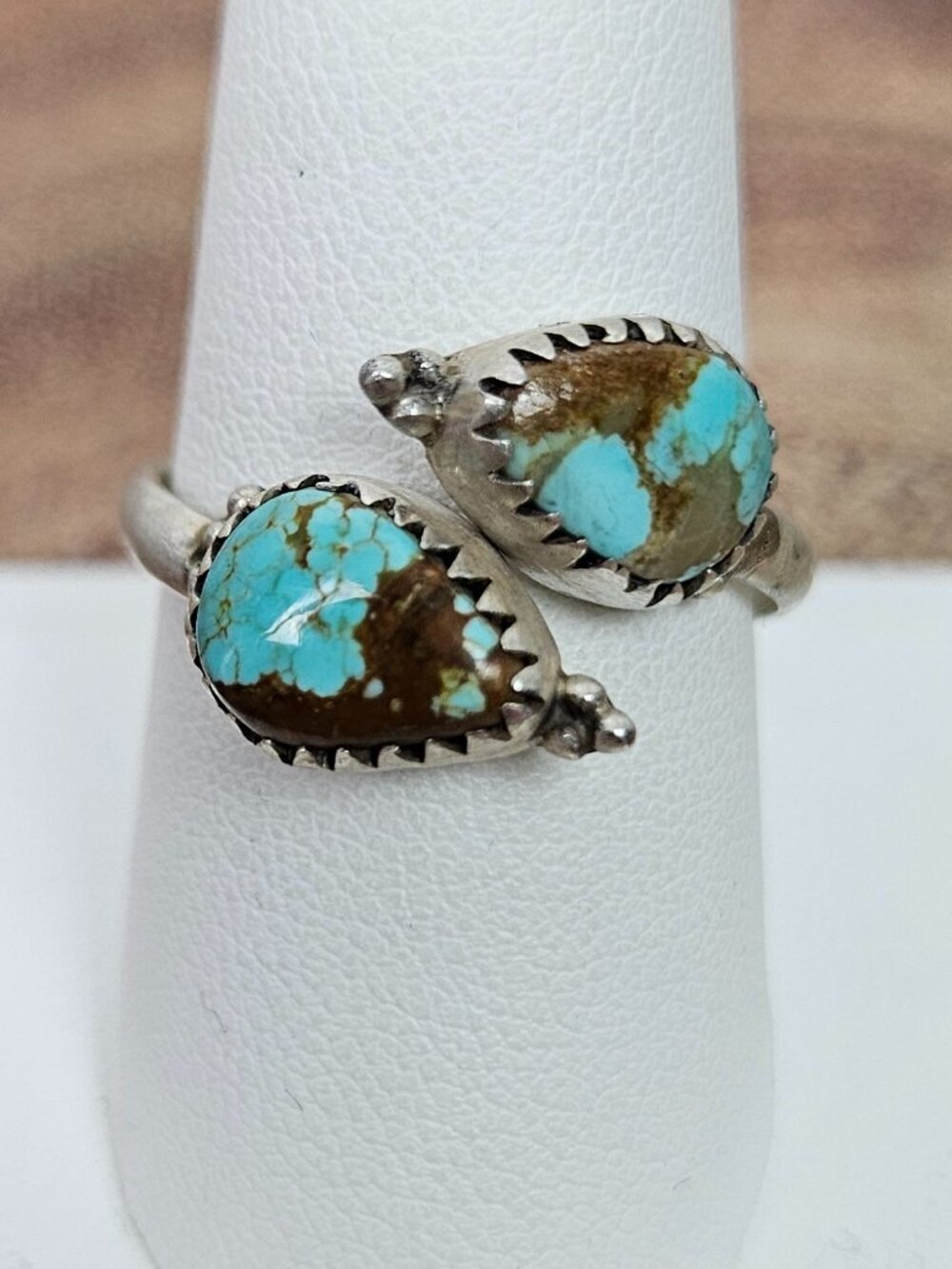 NWT Sterling Silver Number 8 2 Stone Bypass Ring 6-11 Adjustable